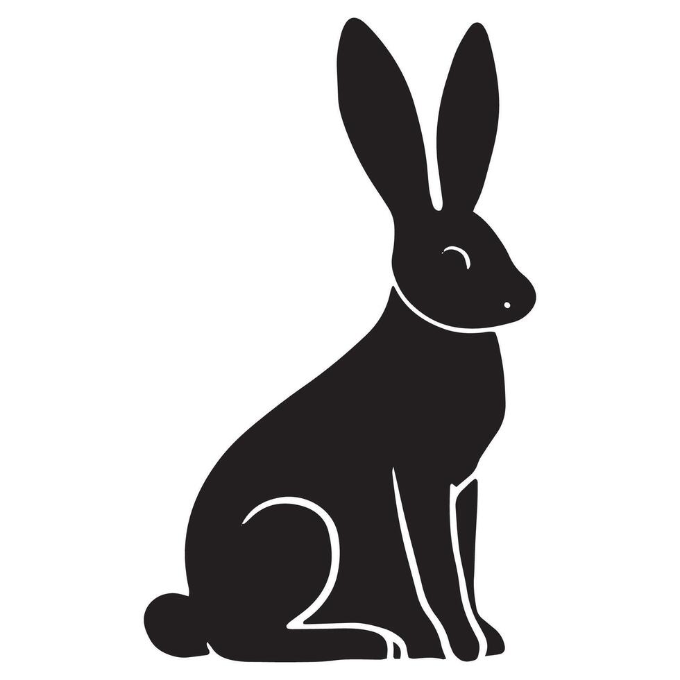 Rabbit Silhouette Sitting Pose Isolated on White Background vector