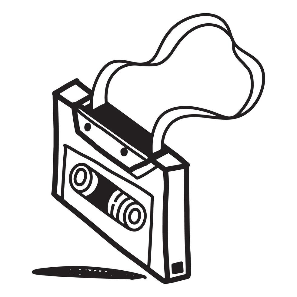 Hand-Drawn Cassette Tape Illustration vector