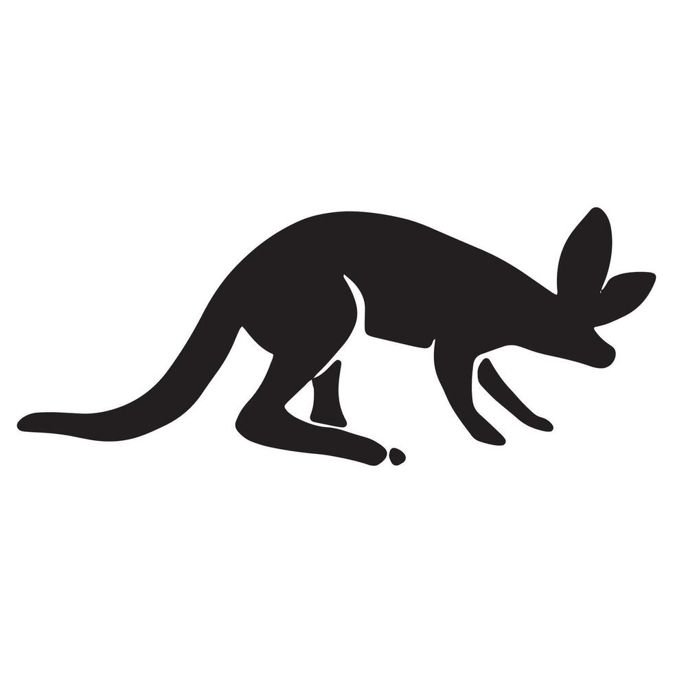 Kangaroo Silhouette Sitting Pose Isolated on White Background vector