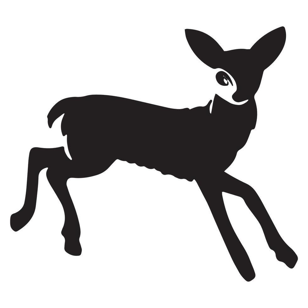 Young Deer Silhouette Illustration Isolated on White Background vector