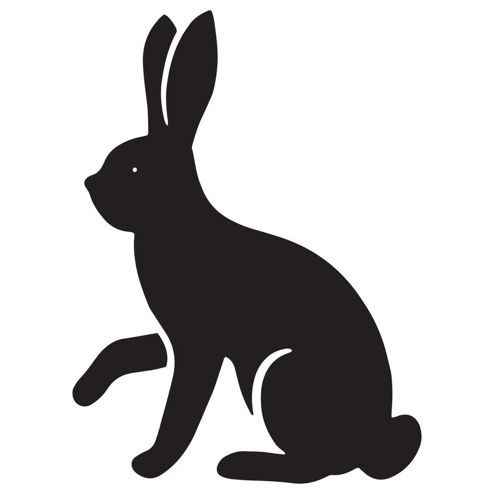 Rabbit Silhouette Sitting Pose Isolated on White Background vector