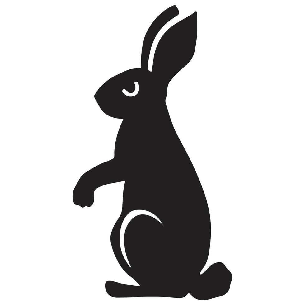 Rabbit Silhouette Sitting Pose Isolated on White Background vector