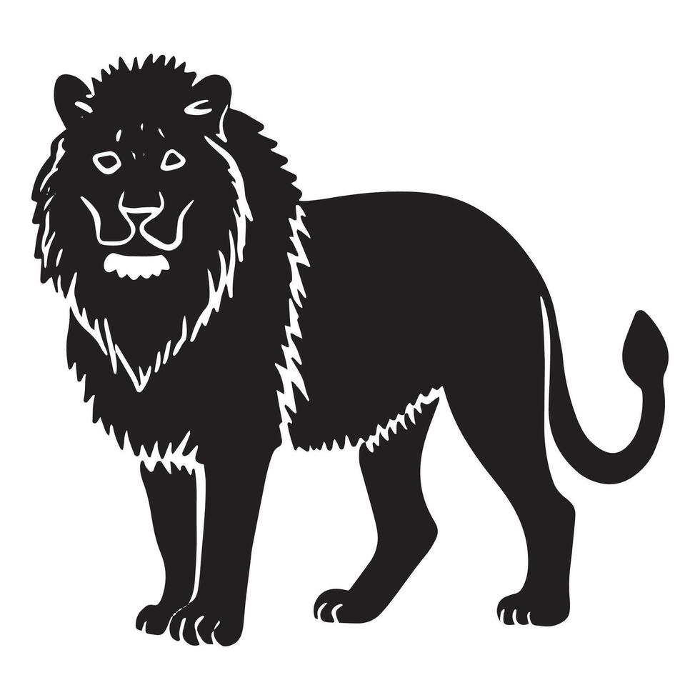 Lion Silhouette Standing Proud Isolated on White Background vector