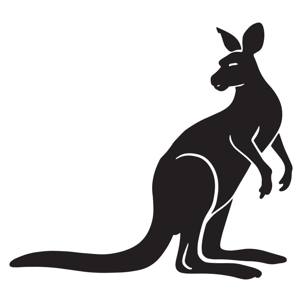 Kangaroo Silhouette Sitting Pose Isolated on White Background vector