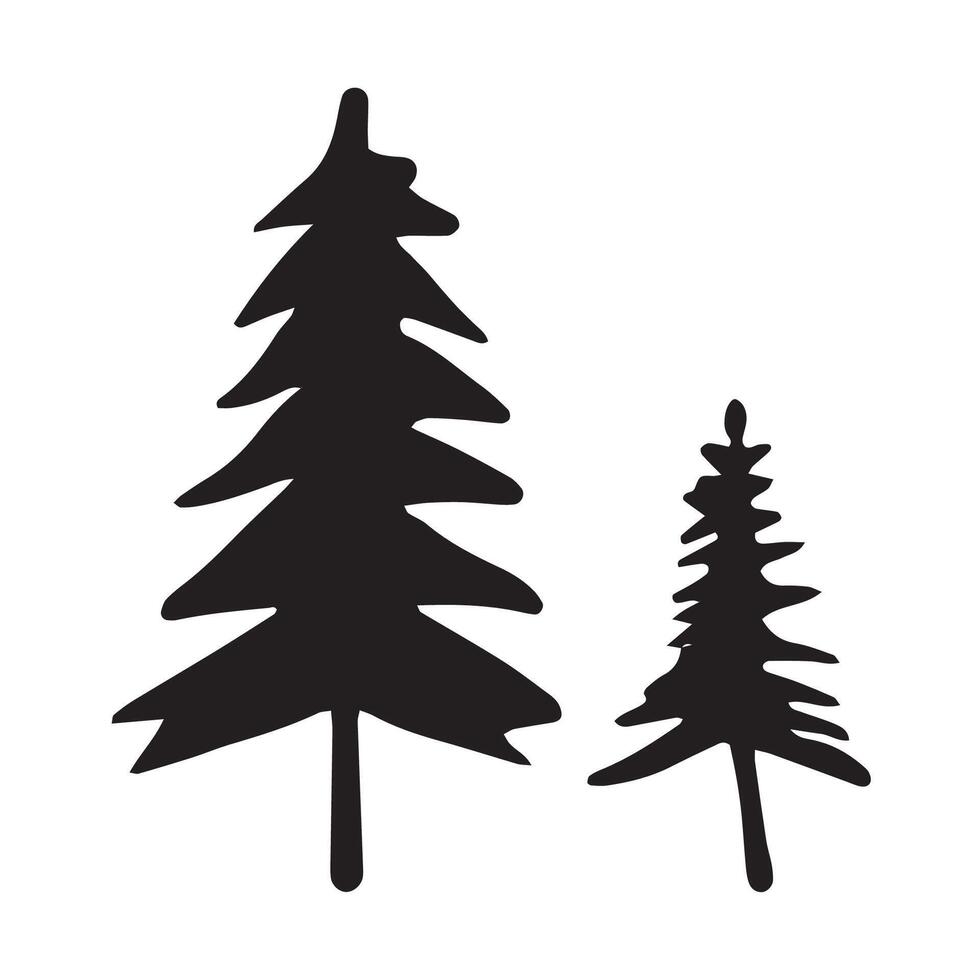Pine Tree Silhouette Isolated on White Background vector