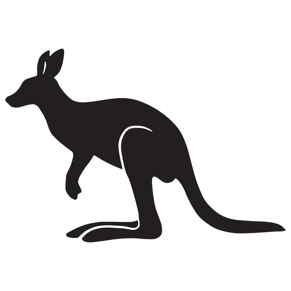 Kangaroo Silhouette Sitting Pose Isolated on White Background vector