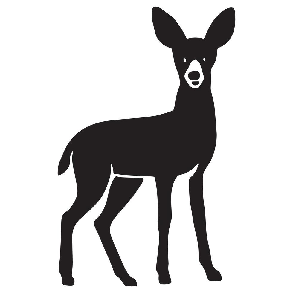 Young Deer Silhouette Illustration Isolated on White Background vector