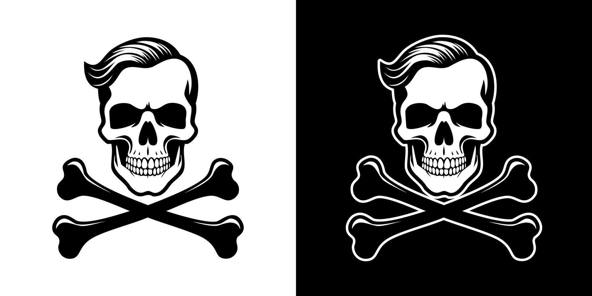Hand Drawn Skull And Crossbones Silhouette vector