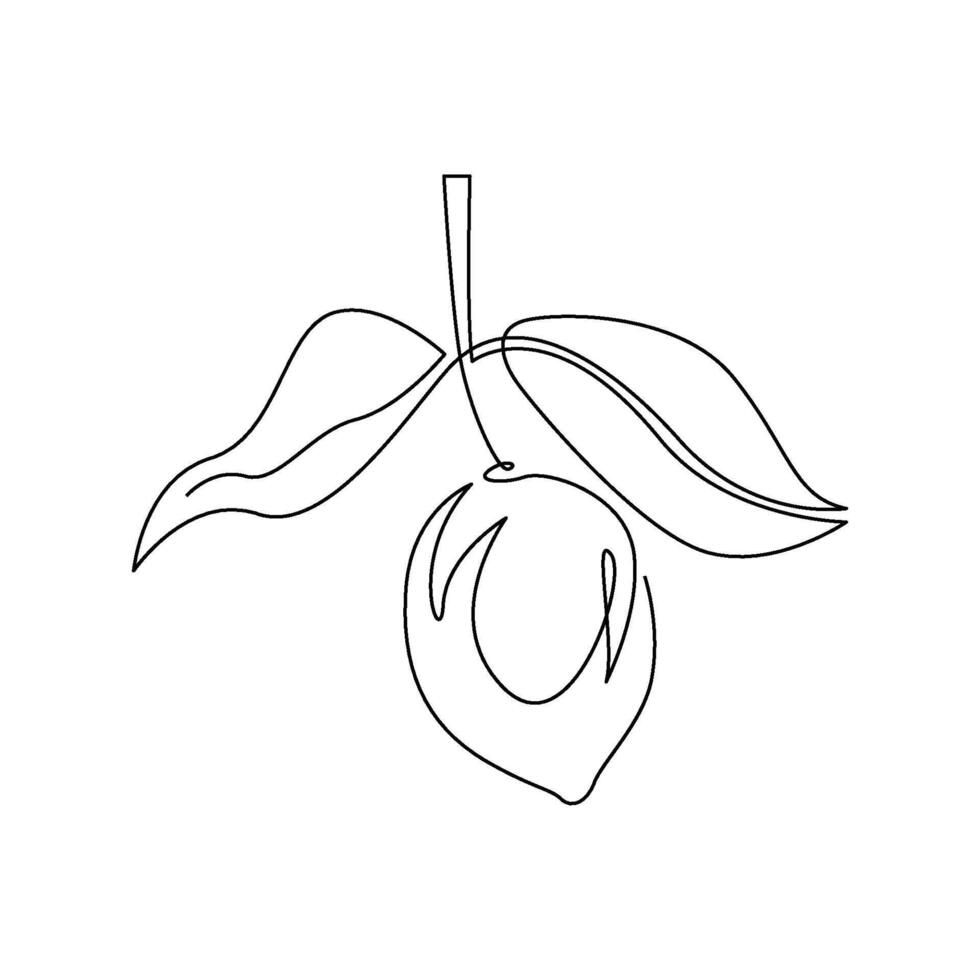 continuous mono line drawing of lemon vector