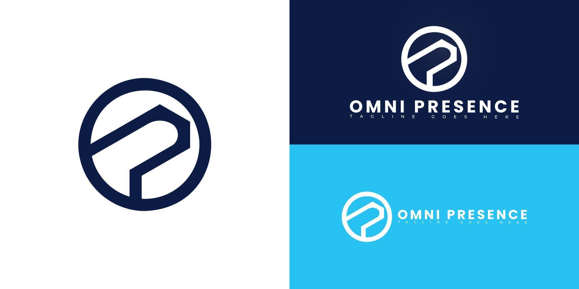 Modern circle initial letter OP or PO logo in blue color isolated on multiple background colors. The logo is suitable for digital marketing business logo design inspiration templates. vector