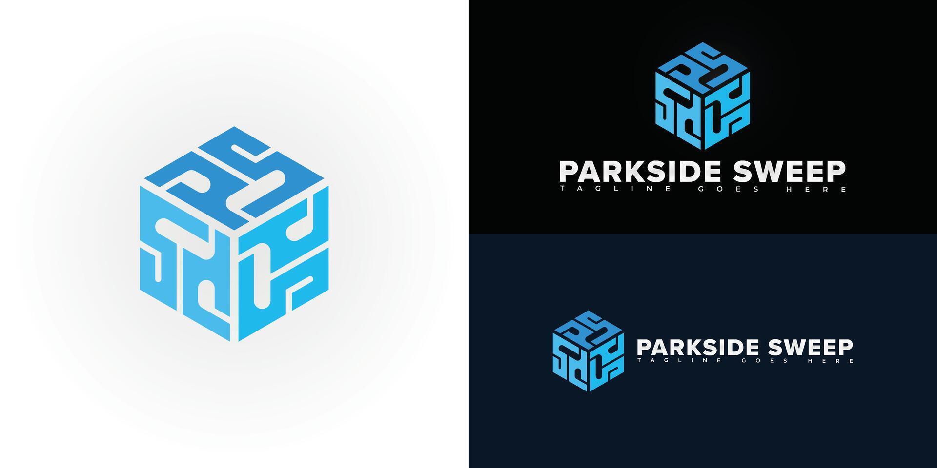 Modern hexagon initial letter PS or SP in blue color isolated on multiple background colors. The logo is suitable for parking lot sweeping company logo design inspiration templates. vector