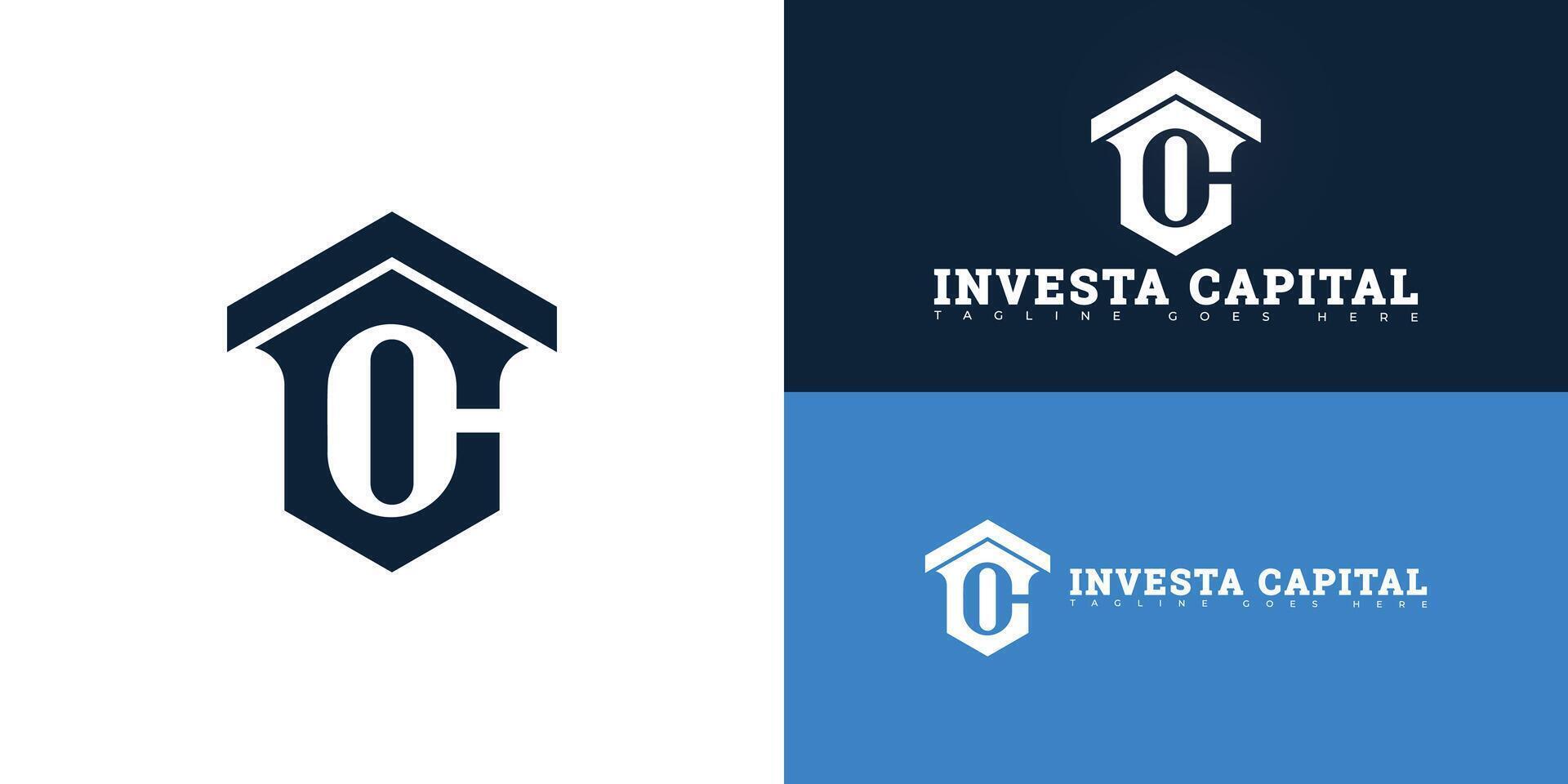 Abstract hexagon initial letter IC or CI in blue color isolated on multiple background colors. The logo is suitable for development and property management company logo design inspiration templates. vector
