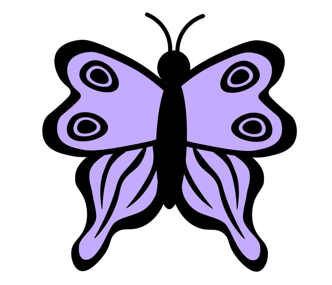 Butterfly with abstract ornament design wings. Insect element. illustration isolated on white background. vector