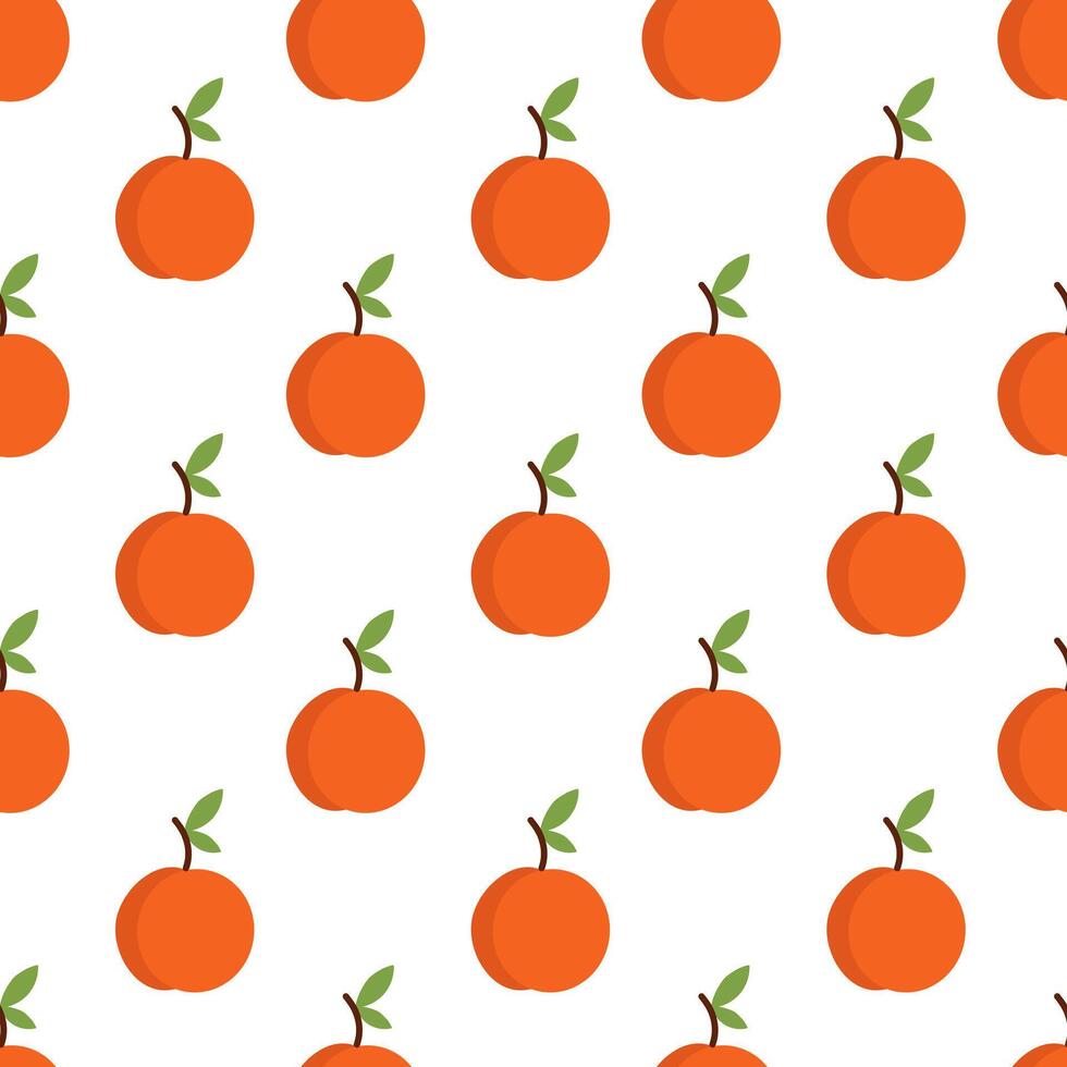 Seamless Pattern with Peach. Summer fruit background. flat illustration. vector