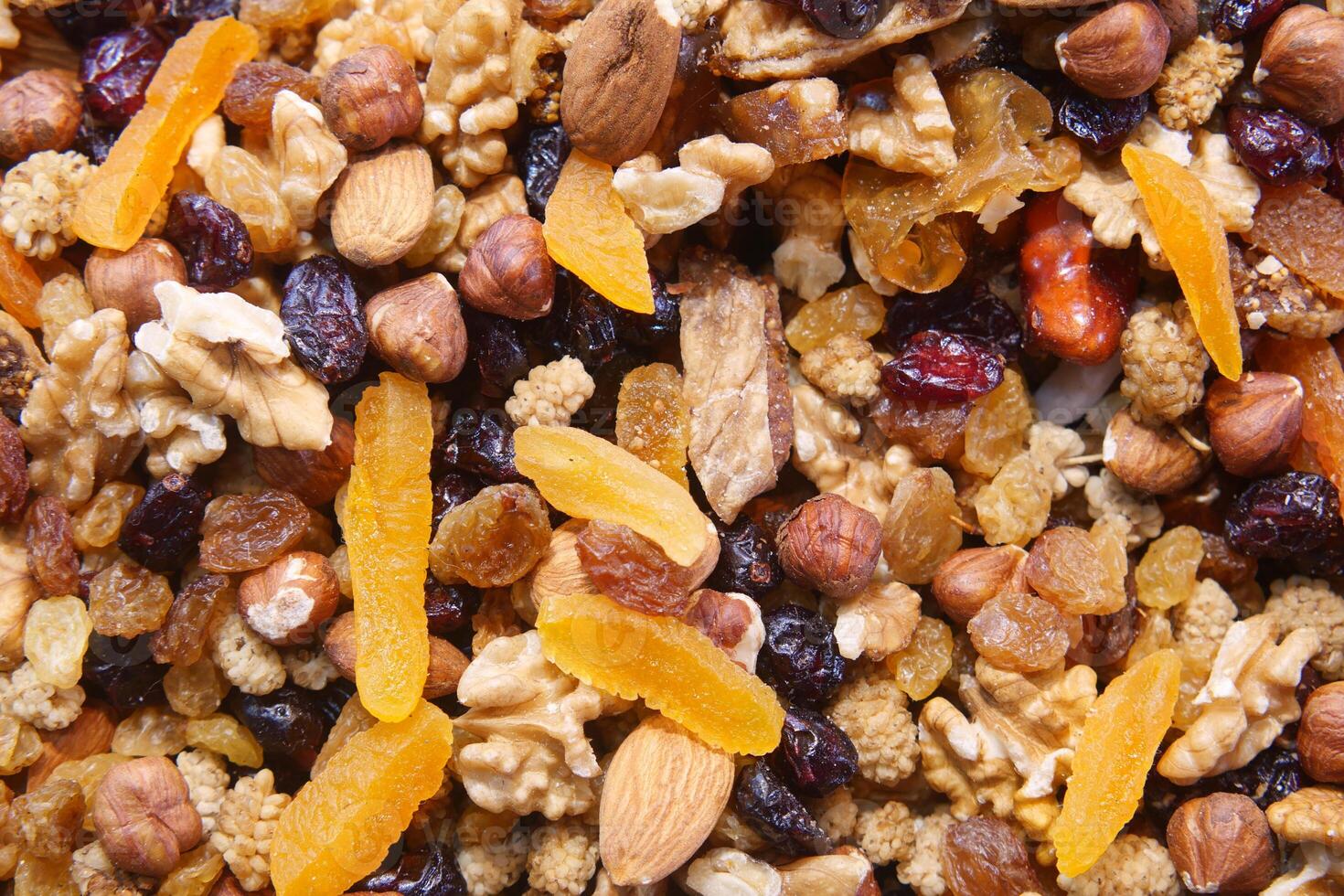 close up of many mixed nuts photo