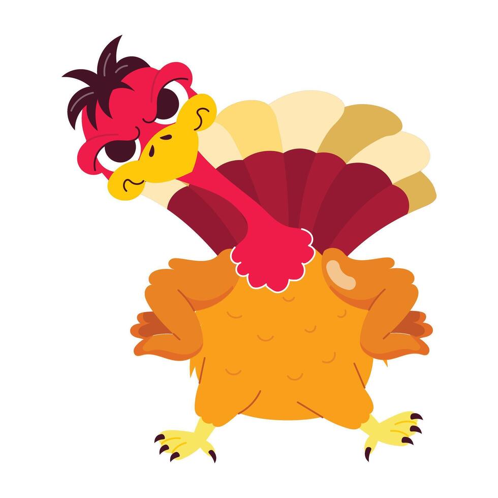 Basic RGBComic style sticker of angry turkey watching vector