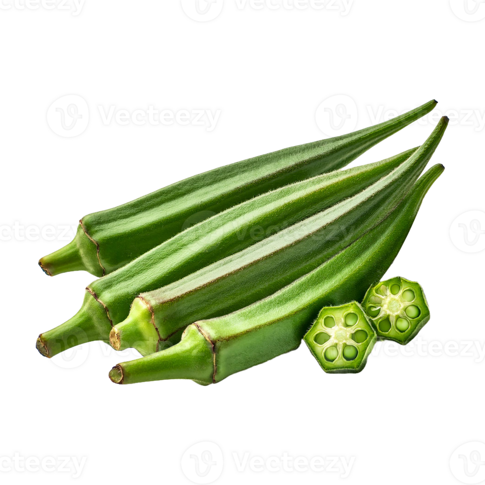 a bunch of green okra on a transparent background png