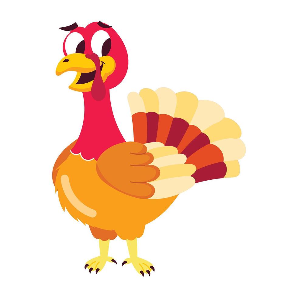 Cartoon style mascot of happy turkey vector