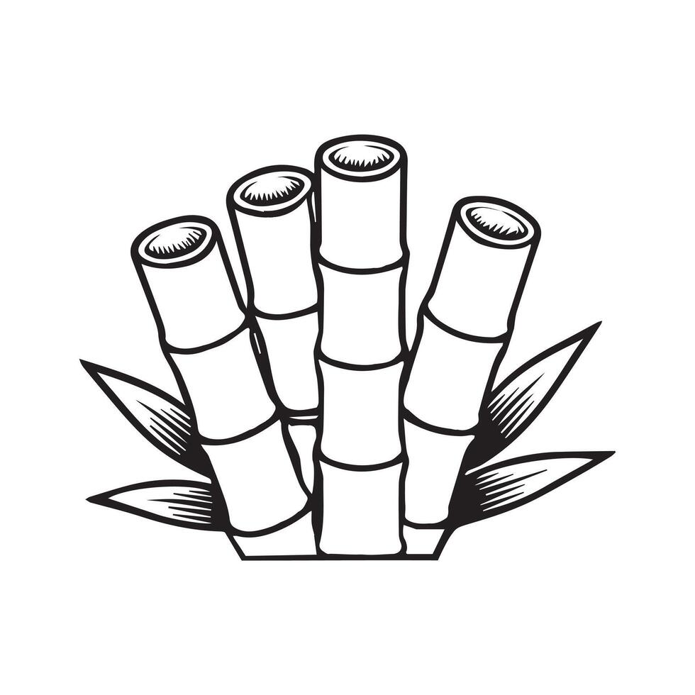 Vegetable Clipart - Veggies Food Silhouette Graphics - Bamboo Shoot vegetable Illustration in black and white vector