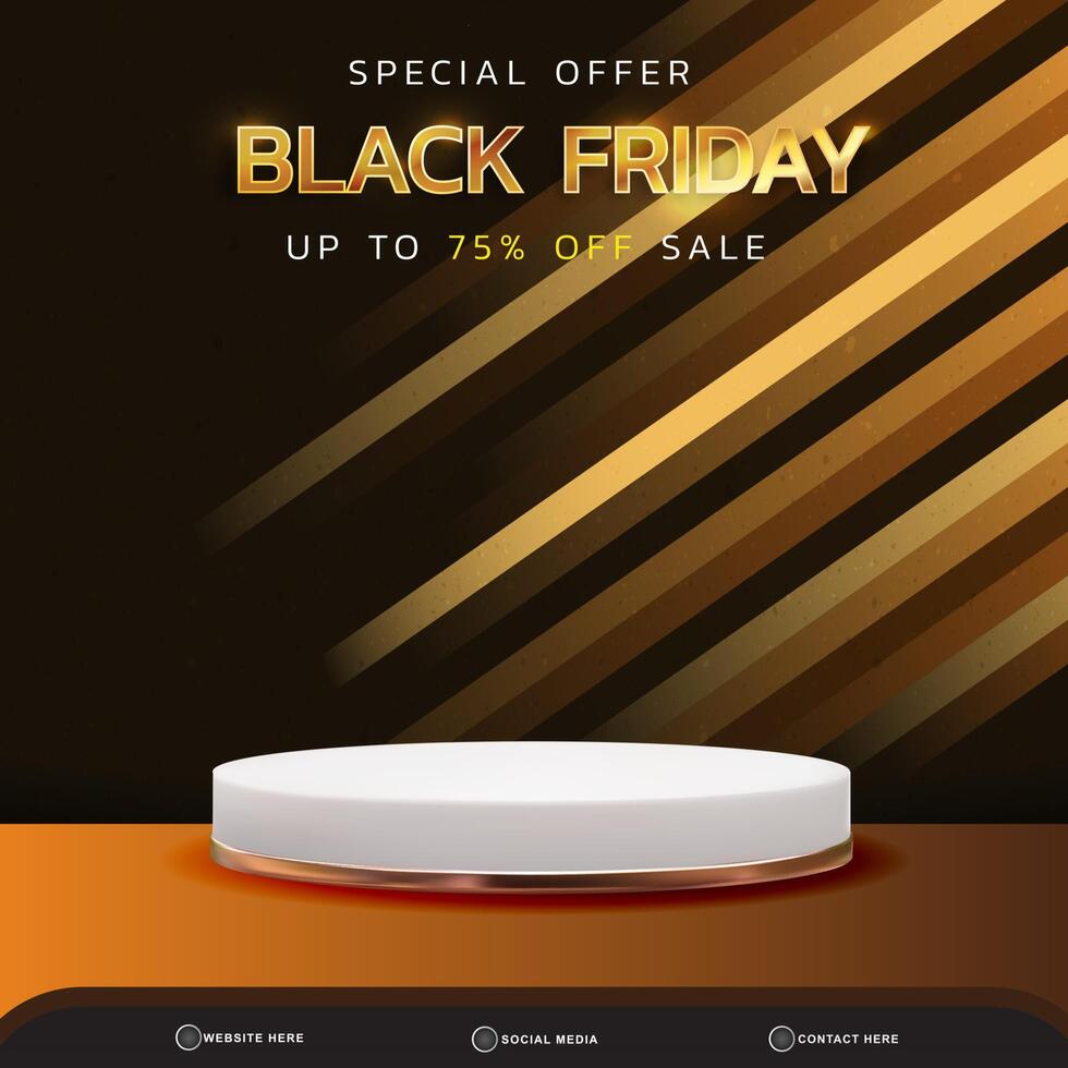 3d special offer black friday banner social media template post with blank space podium for product with gradient brown background vector