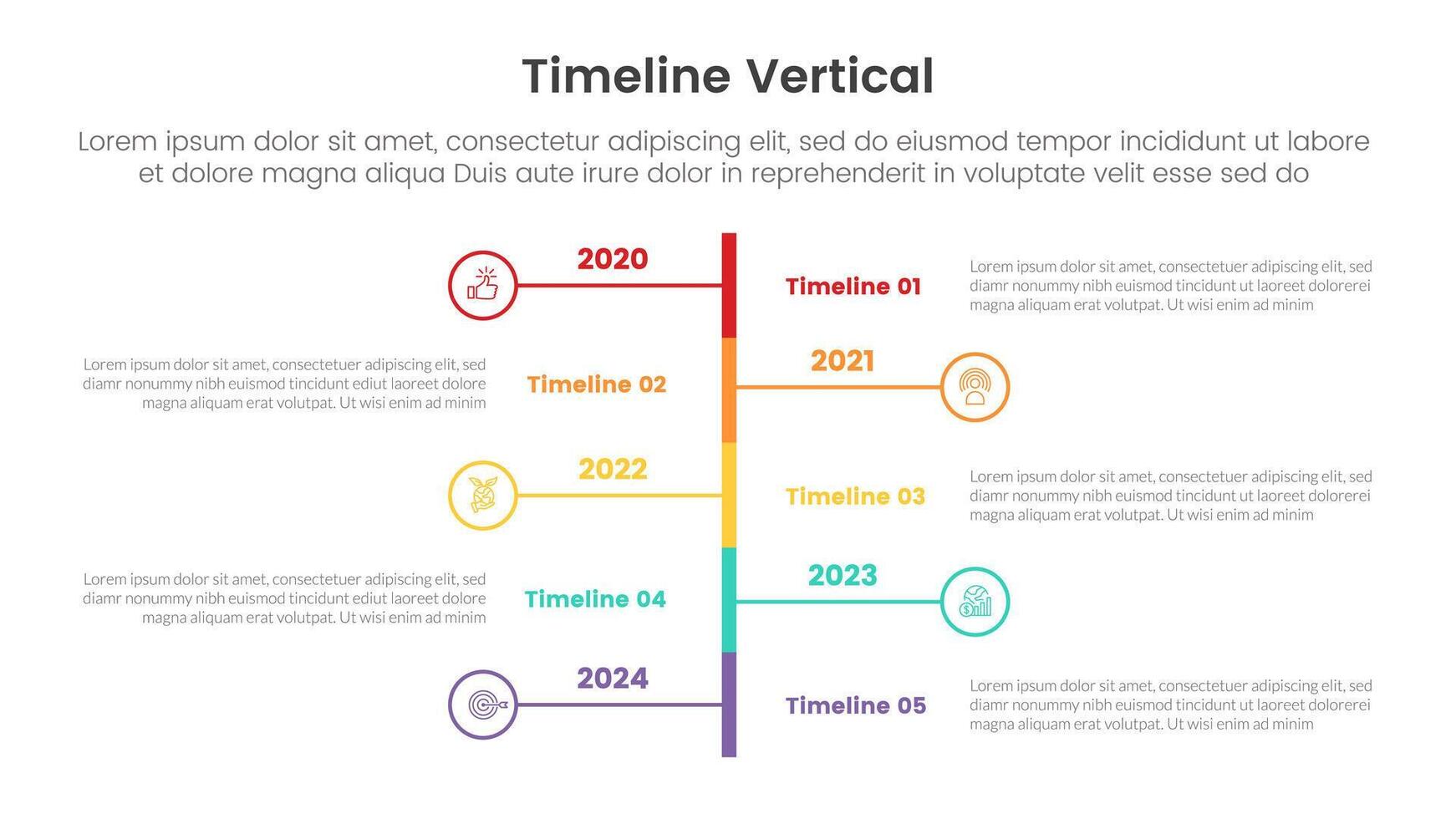 vertical timeline milestone infographic template banner with rectangle bar vertical and line circle connection with 5 point list information for slide presentation vector