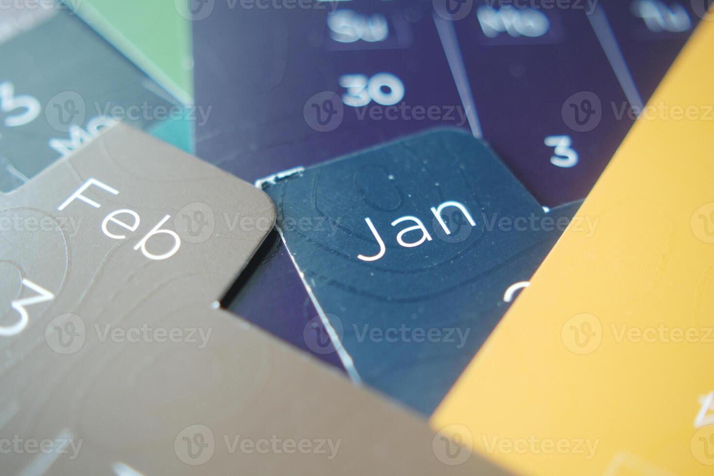 Vibrant and Colorful Calendar Tabs A Visual Synopsis from January to February Displays photo