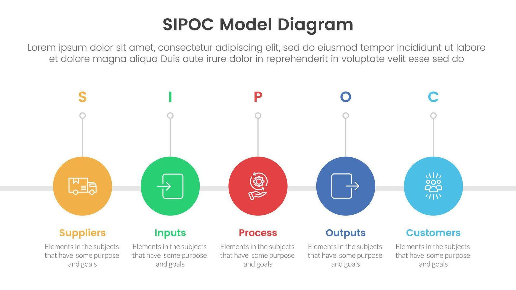 sipoc infographic template banner with timeline circle right direction with 5 point list information for slide presentation vector