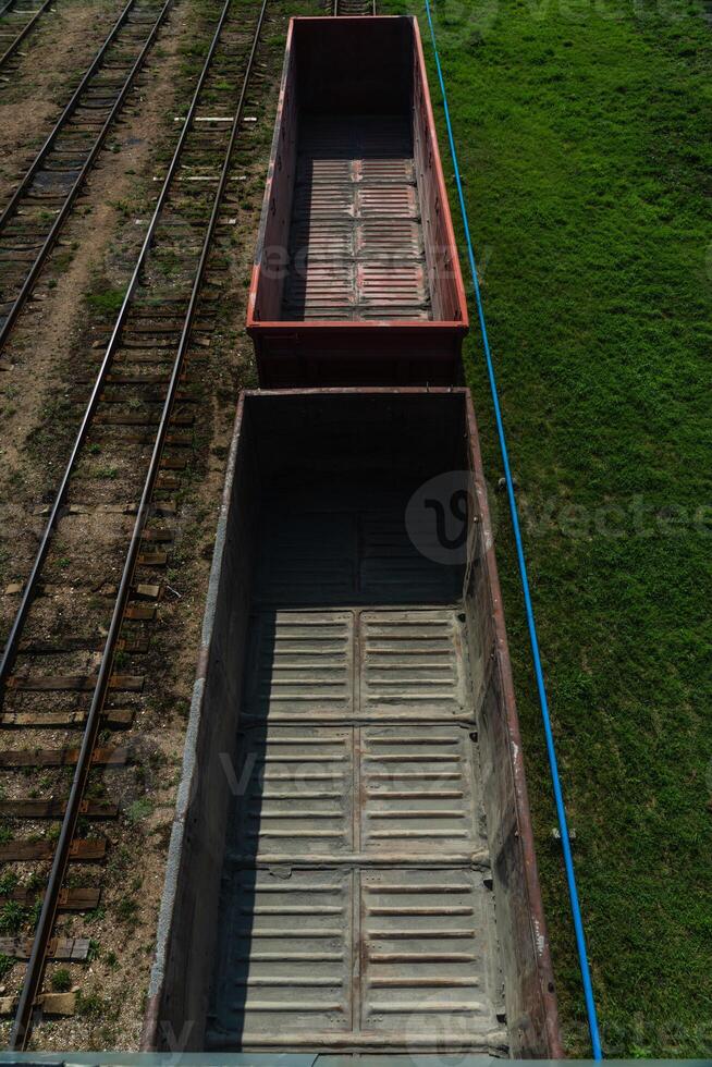 Top view of empty wagons. Stowbtsy, Belarus photo