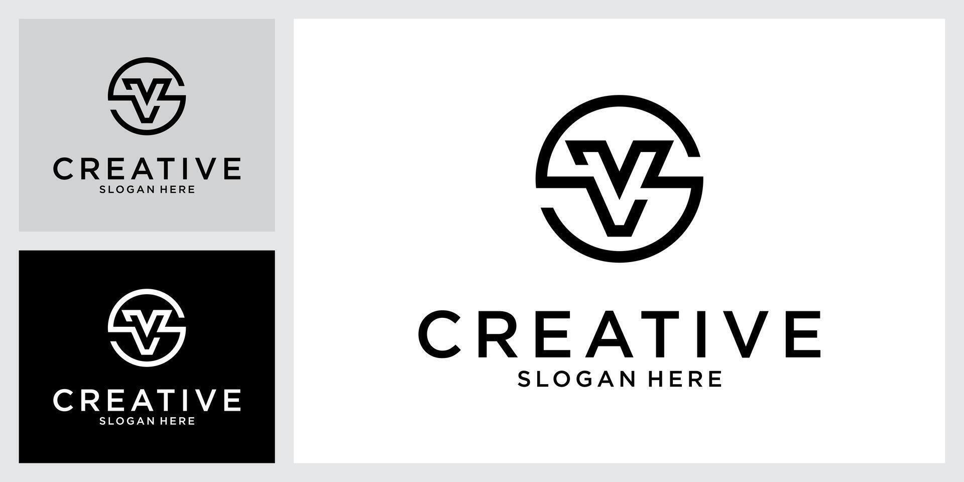 SV or VS initial letter logo design vector