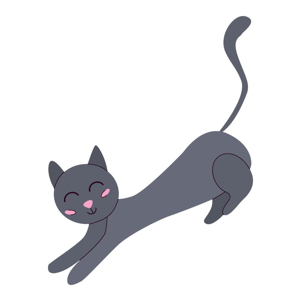 Cute gray cat, pet, Halloween symbol, isolated on a white background. vector