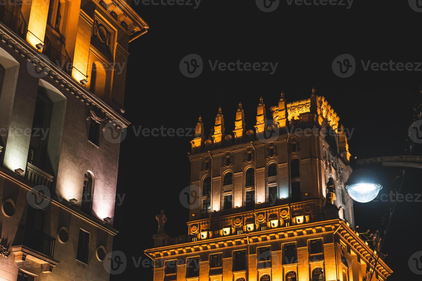 The gates of Minsk at night. Illumination of the gates of Minsk photo