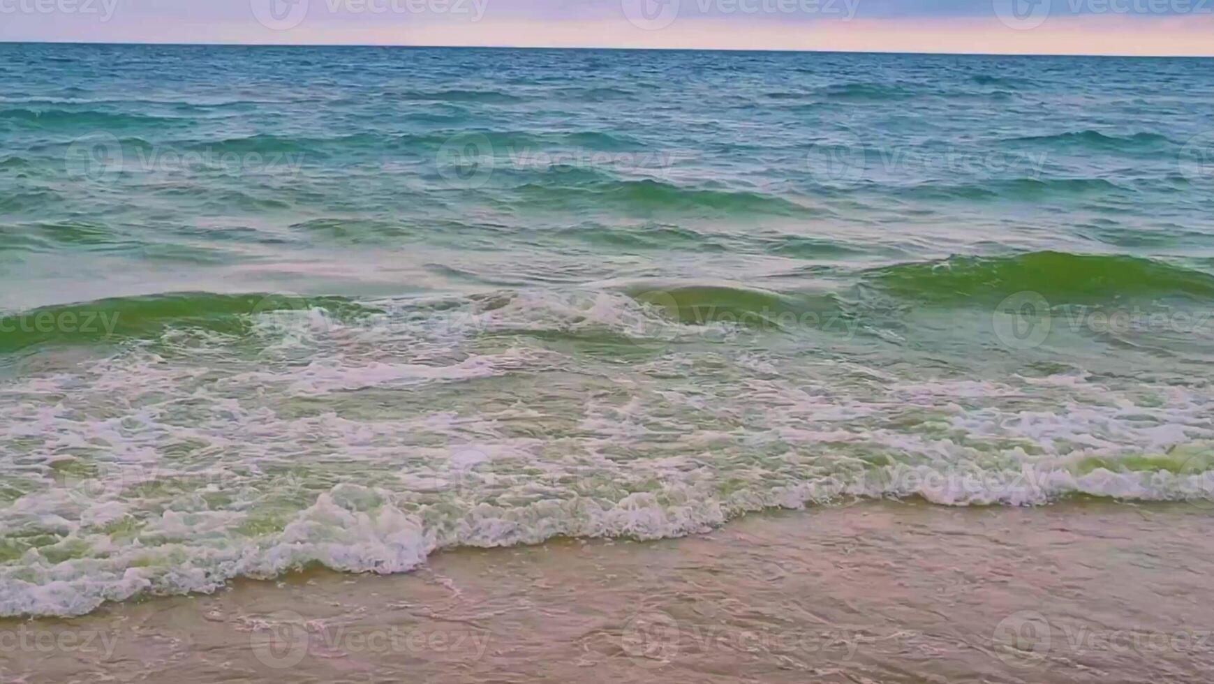 Black Sea Foam waves of green-blue color. Horizontal vision of 4k form. Coast of the Black Sea. photo