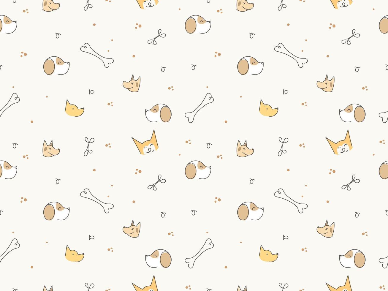 hand drawn dog seamless pattern background, animals backgroud vector