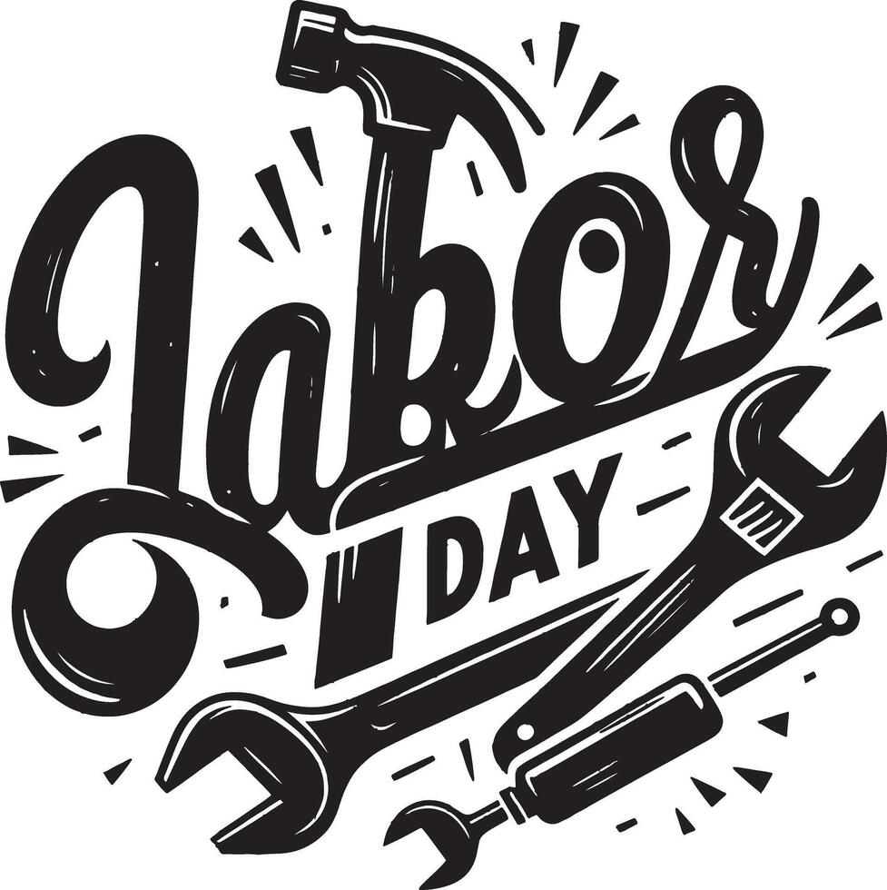 Labor Day in calligraphy silhouette. vector