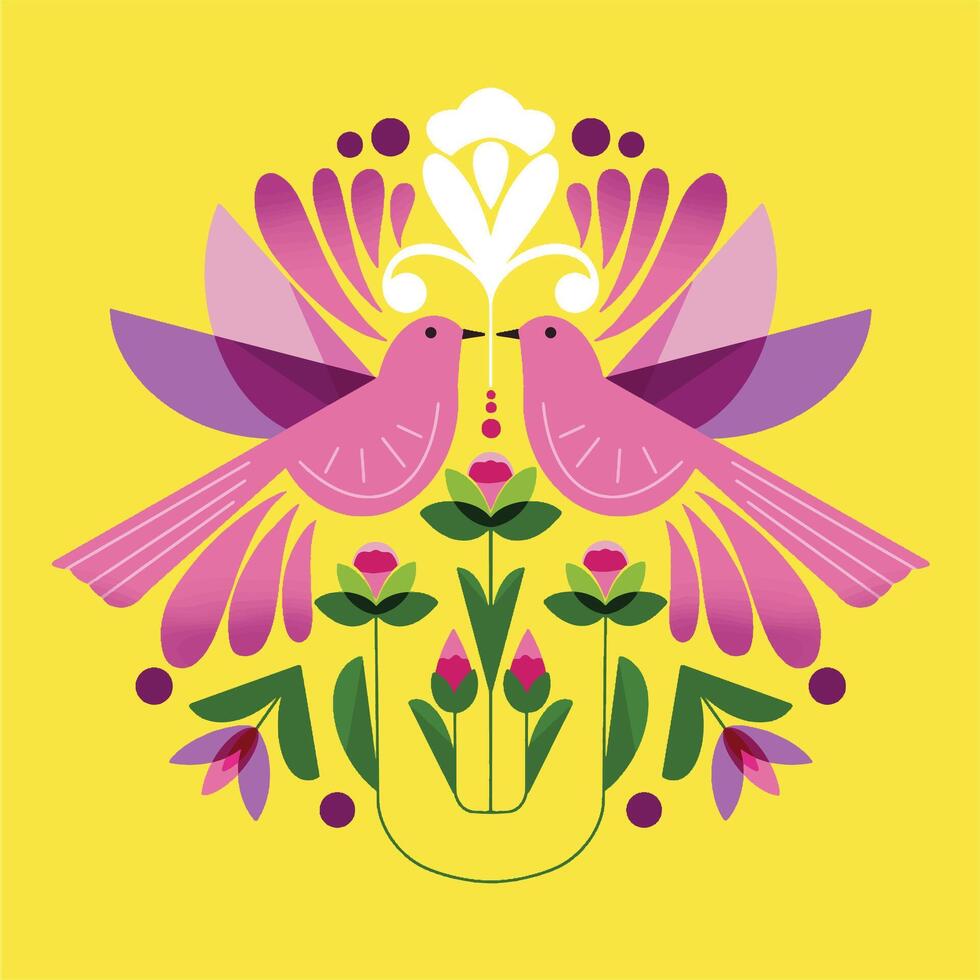 flower Birds illustration vector