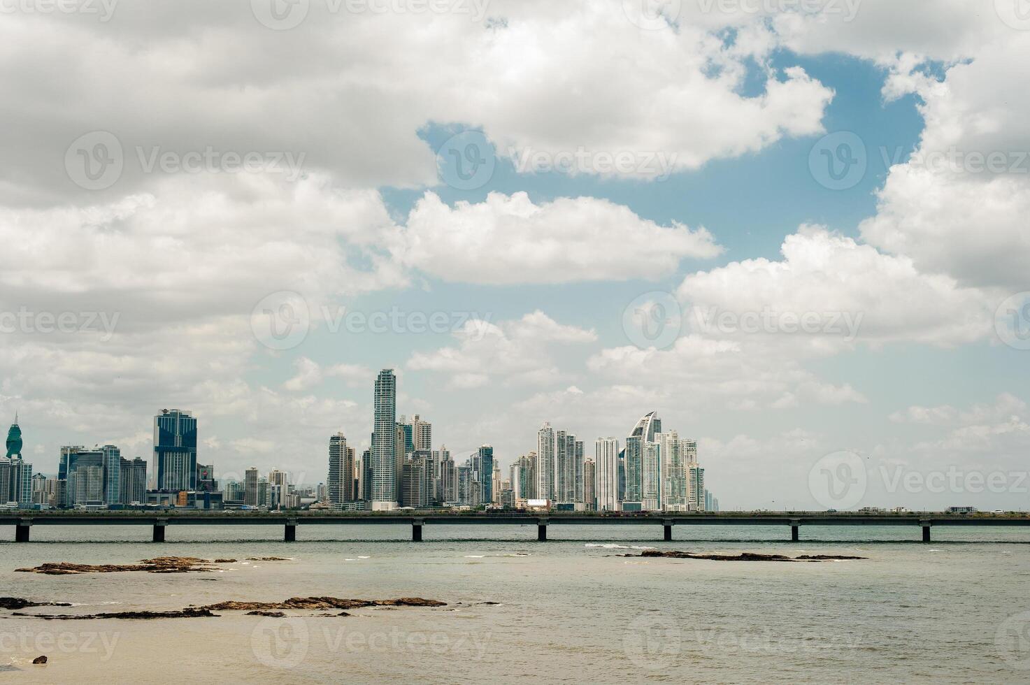 Skyline of Panama City - modern skyscraper buildings in downtown business district photo