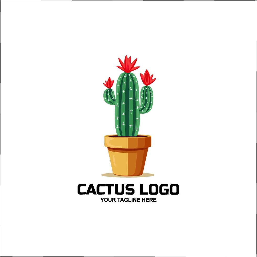 Simple abstract cactus logo, icon design element vector
