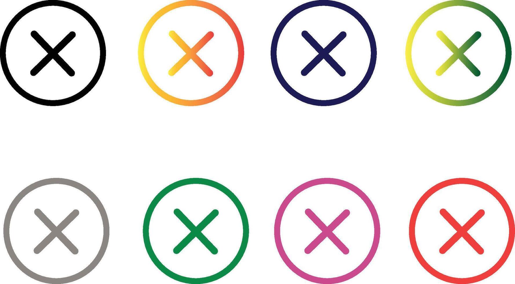 x and no cross icons in different colors vector