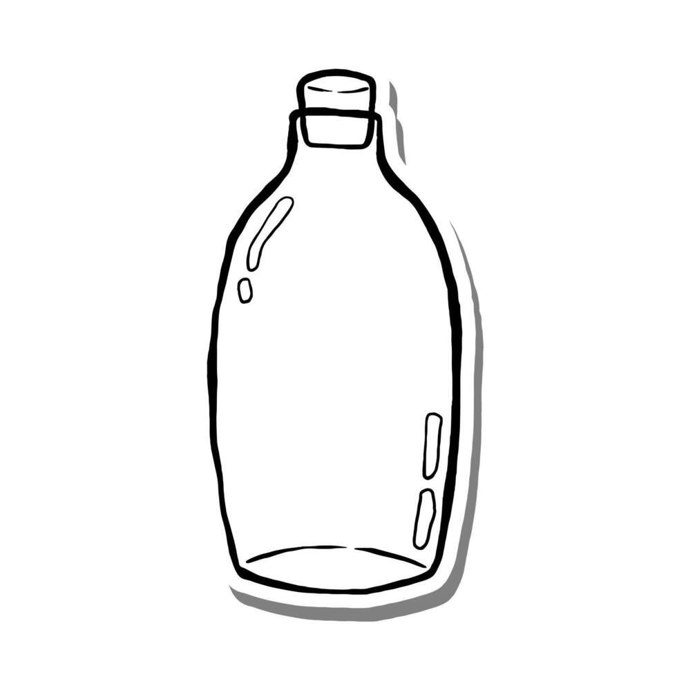 Bottle Hand Drawn Doodle Outline. Illustration for decorate, coloring and any design. vector