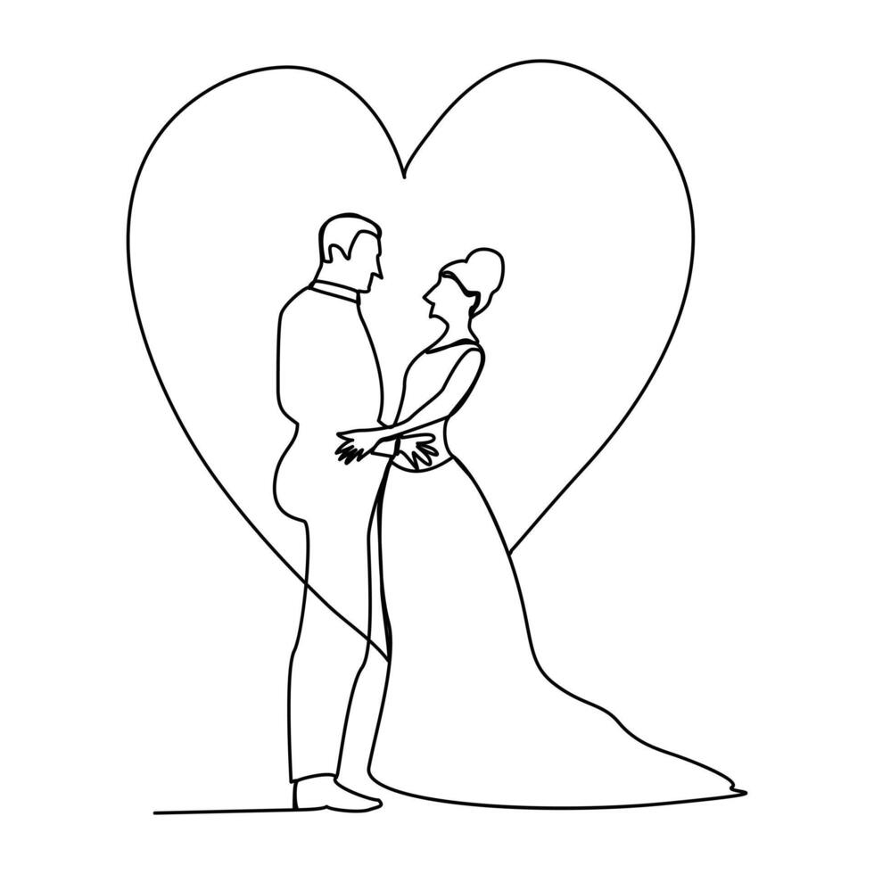 single line drawing heart vector