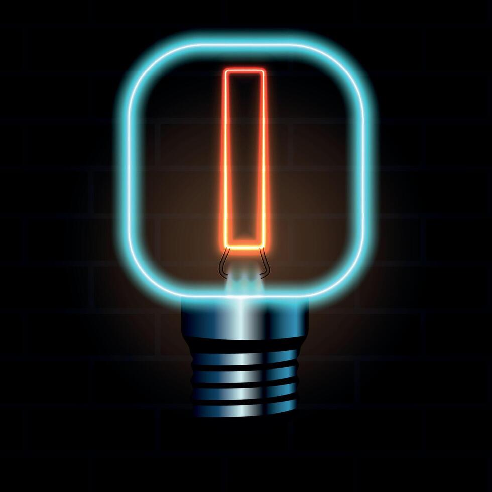 Glowing Neon Letter I in Lightbulb Design Illustration vector