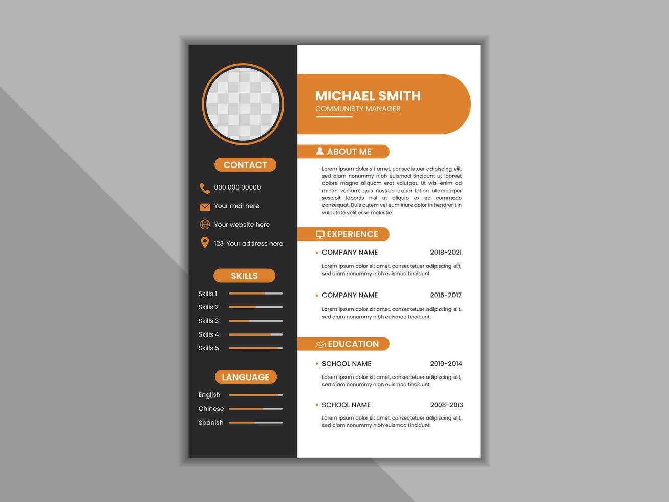 Professional and clean resume design template vector
