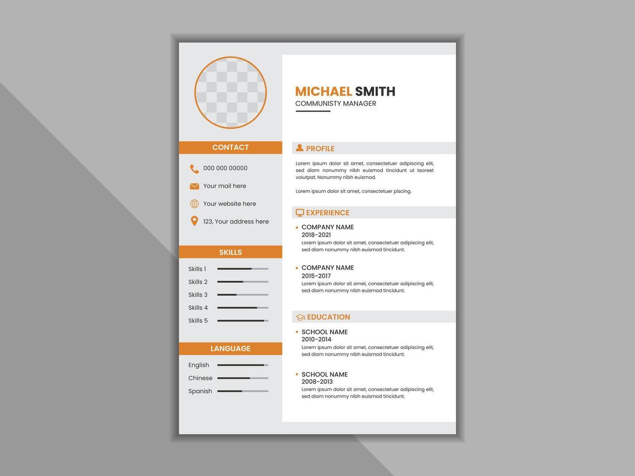 Professional clean resume design vector