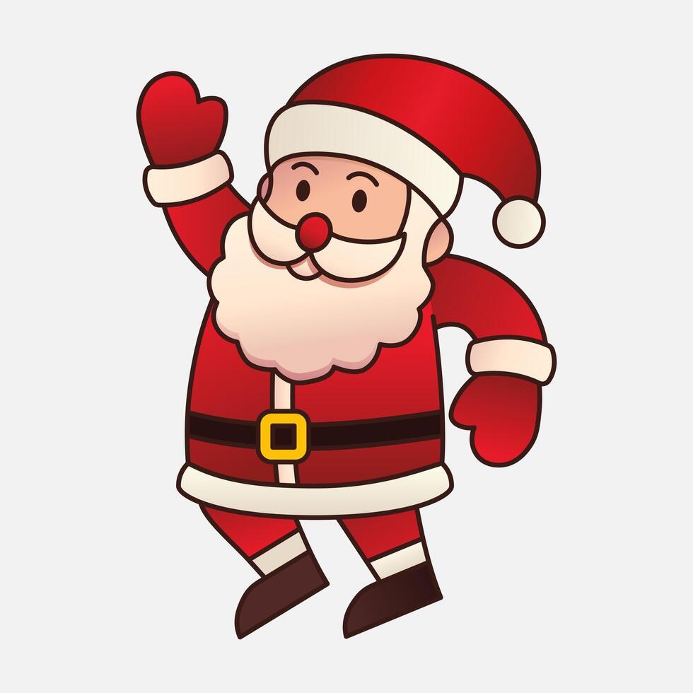 Santa Claus jumps to welcome Christmas icon vector