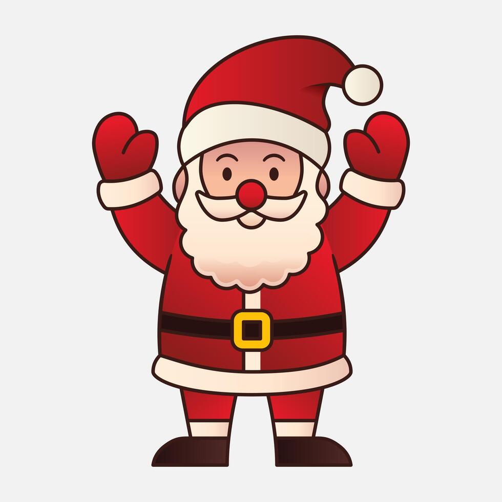 Santa Claus raises both hands icon vector
