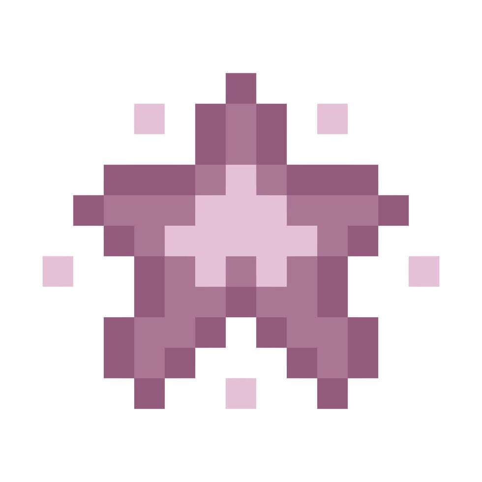 purple cute sparkle star pixel art vector