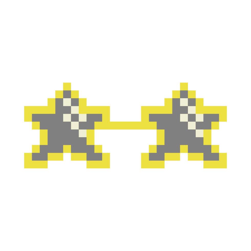 yellow star glasses pixel art vector