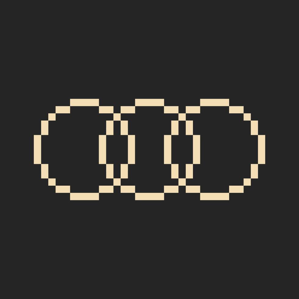 three circle design pixel art vector