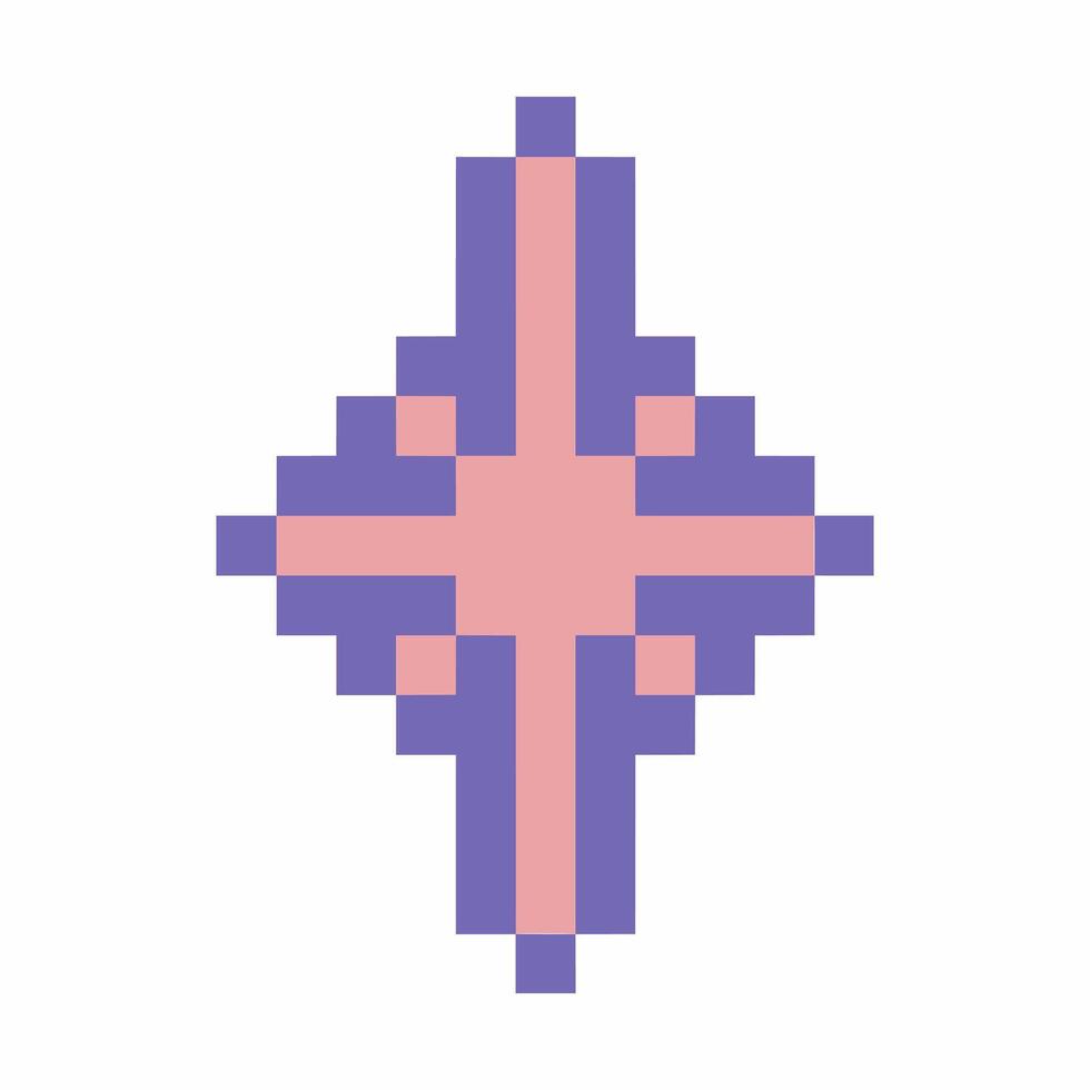 bright pink sparkle star pixel art vector