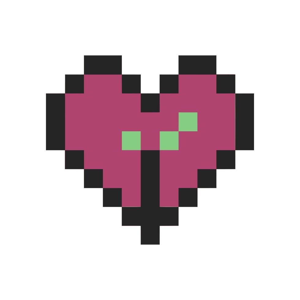 love and leaves pixel art vector
